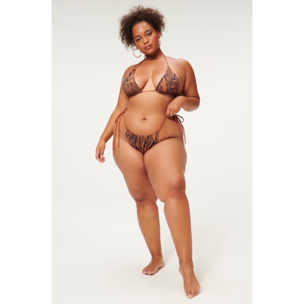 GOOD AMERICAN Tiny Ties Reversible Bikini Bottoms Chai Reverse